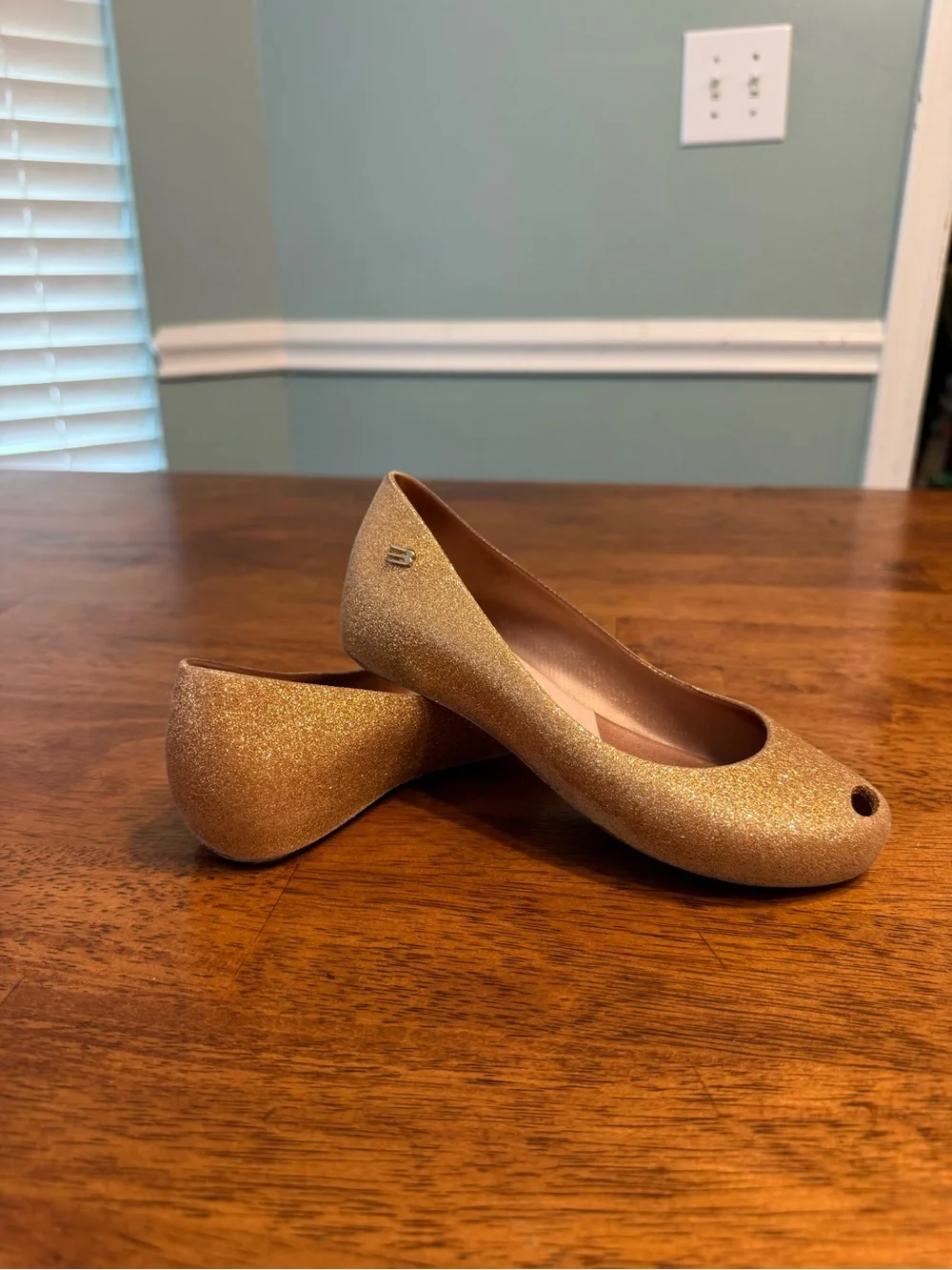 Mini Melissa Ultragirl Basic Girls Gold Glitter Jelly Ballet Flats Size 13